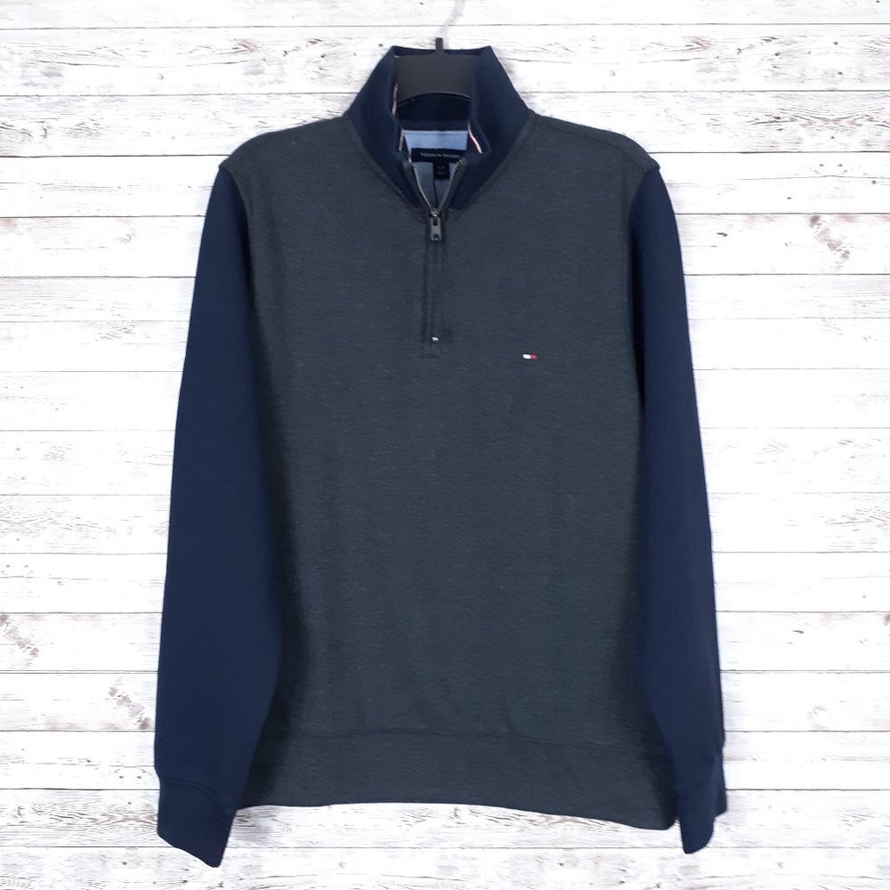 Tommy Hilfiger Sweatshirt S 1/4 Zip Blue Gray 773